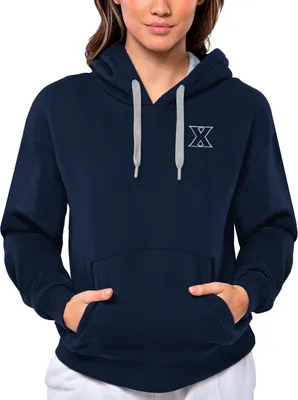 Antigua Women's Xavier Musketeers Navy Victory Pullover Hoodie