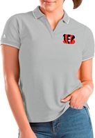 Antigua Women's Cincinnati Bengals Affluent Grey Heather/White Polo