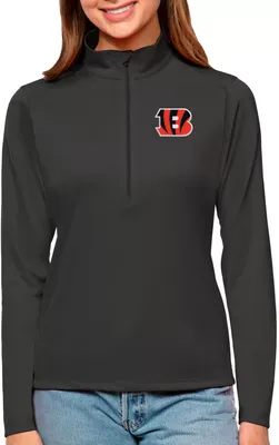 Antigua Women's Cincinnati Bengals Tribute Grey Quarter-Zip Pullover