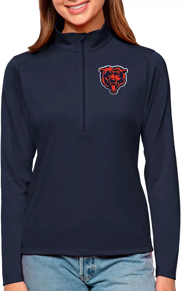 Antigua Women's Chicago Bears Tribute Navy Quarter-Zip Pullover