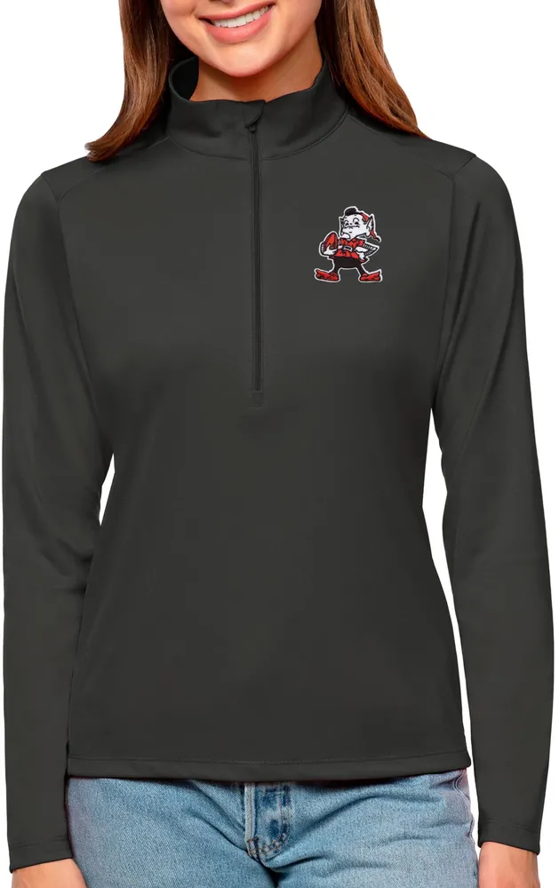 Antigua Women's Cleveland Browns CC Tribute Grey Quarter-Zip Pullover