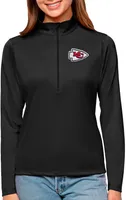 Antigua Women's Kansas City Chiefs Tribute Black Quarter-Zip Pullover