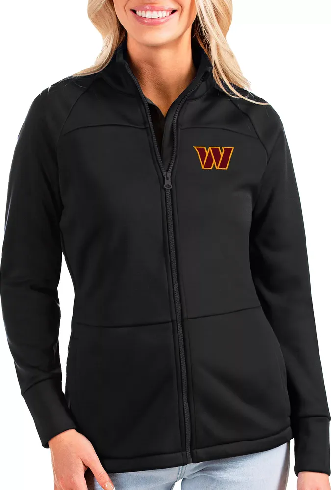 Antigua Women's Washington Commanders Links Steel Golf Grey Full-Zip Jacket