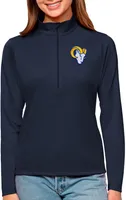 Antigua Women's Los Angeles Rams Tribute Navy Quarter-Zip Pullover