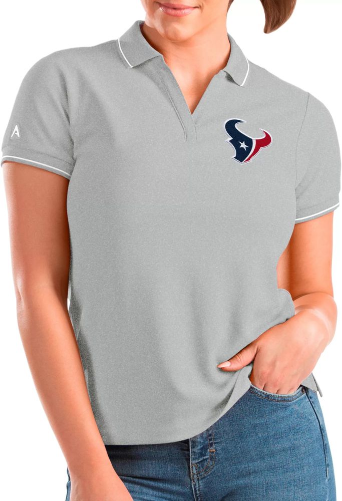 Dick's Sporting Goods Antigua Women's Houston Texans Affluent Grey  Heather/White Polo