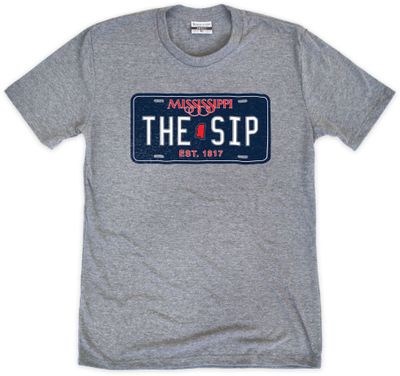 Where I'm From Mississippi The Sip License Plate Grey T-Shirt