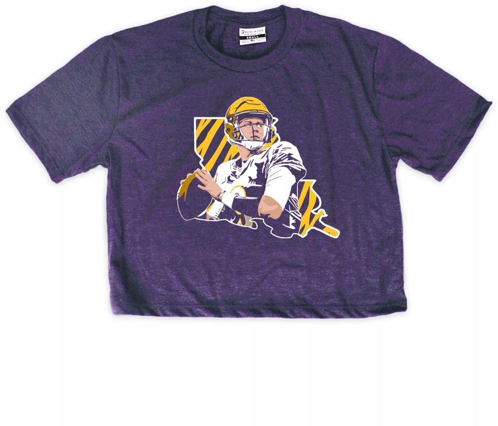 Dick's Sporting Goods Where I'm From Women's Baton Rouge Joe Burrow Purple  Cropped T-Shirt