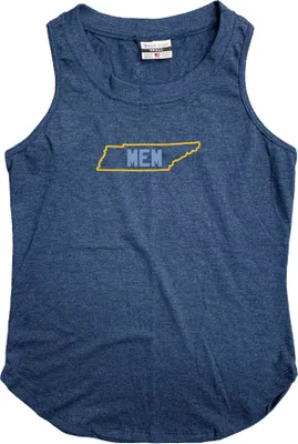 Where I'm From Women's Memphis State Outline Navy Relaxed Tank