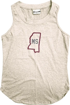 Where I'm From Women's Mississippi State Outline Oatmeal Tank Top