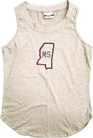 Where I'm From Women's Mississippi State Outline Oatmeal Tank Top