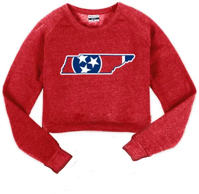 Where I'm From Tennessee Red Tri-Star State Fleece Cropped Crewneck Sweatshirt