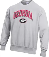 Champion Men's Georgia Bulldogs Silver Grey Reverse Weave Crew Sweater