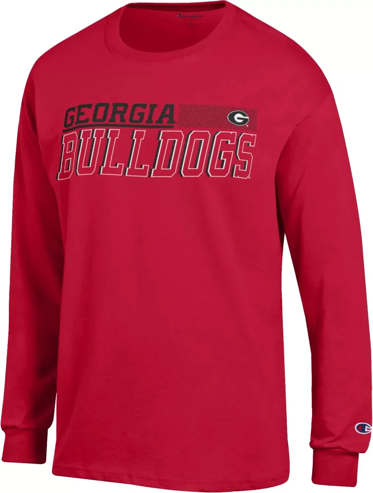 Champion Men's Georgia Bulldogs Red Jersey Longsleeve T-Shirt