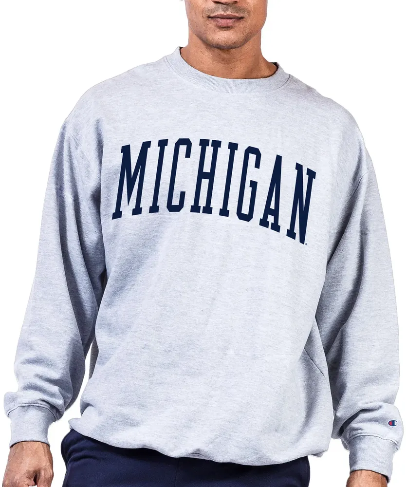 Champion Men's Big & Tall Michigan Wolverines Grey Reverse Weave Crew Sweatshirt