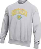 Champion Men's Southern University Jaguars Silver Grey Reverse Weave Crew Sweater