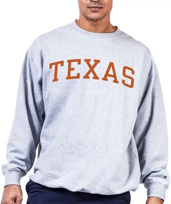 Champion Men's Big & Tall Texas Longhorns Grey Reverse Weave Crew Sweatshirt