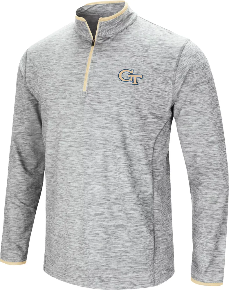 Colosseum Men's Georgia Tech Yellow Jackets Gray Rival Poly 1/4 Zip Jacket