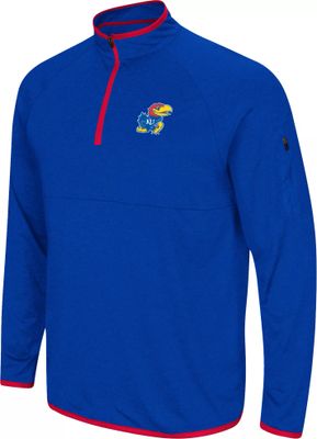 Colosseum Men's Kansas Jayhawks Blue Rival 1/4 Zip Jacket