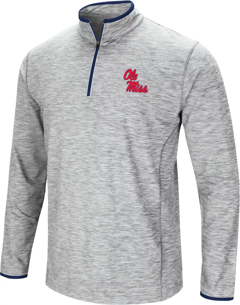 Colosseum Men's Ole Miss Rebels Gray Rival Poly 1/4 Zip Jacket