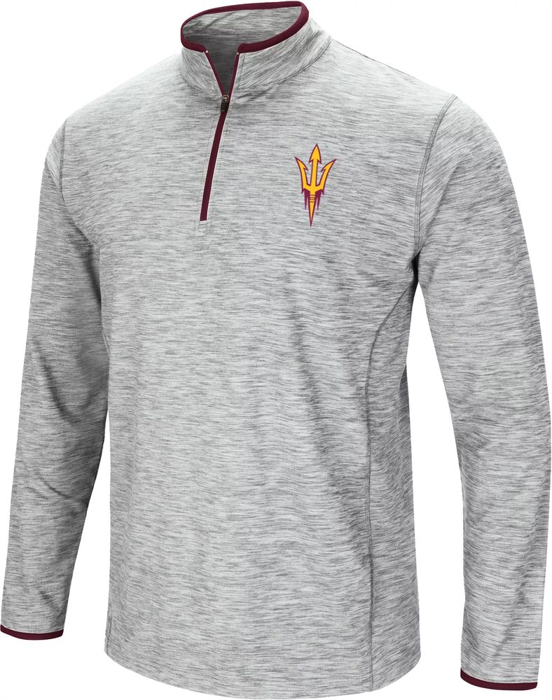 Colosseum Men's Arizona State Sun Devils Gray Rival Poly 1/4 Zip Jacket