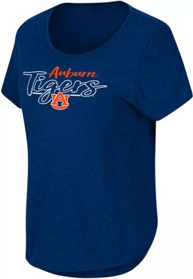 Colosseum Women's Auburn Tigers Blue Curved Hem T-Shirt