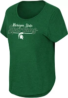 Colosseum Women's Michigan State Spartans Green Curved Hem T-Shirt