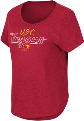 Colosseum Women's USC Trojans Cardinal Curved Hem T-Shirt