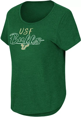 Colosseum Women's South Florida Bulls Green Curved Hem T-Shirt