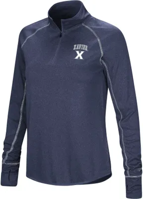 Colosseum Women's Xavier Musketeers Blue Stingray 1/4 Zip Jacket