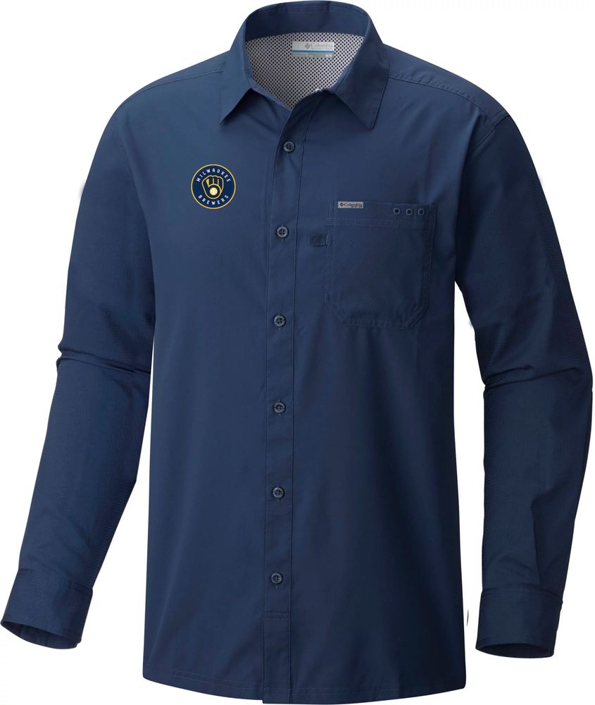 Dick's Sporting Goods Columbia Men's Milwaukee Brewers Navy Slack Tide Long  Sleeve T-Shirt