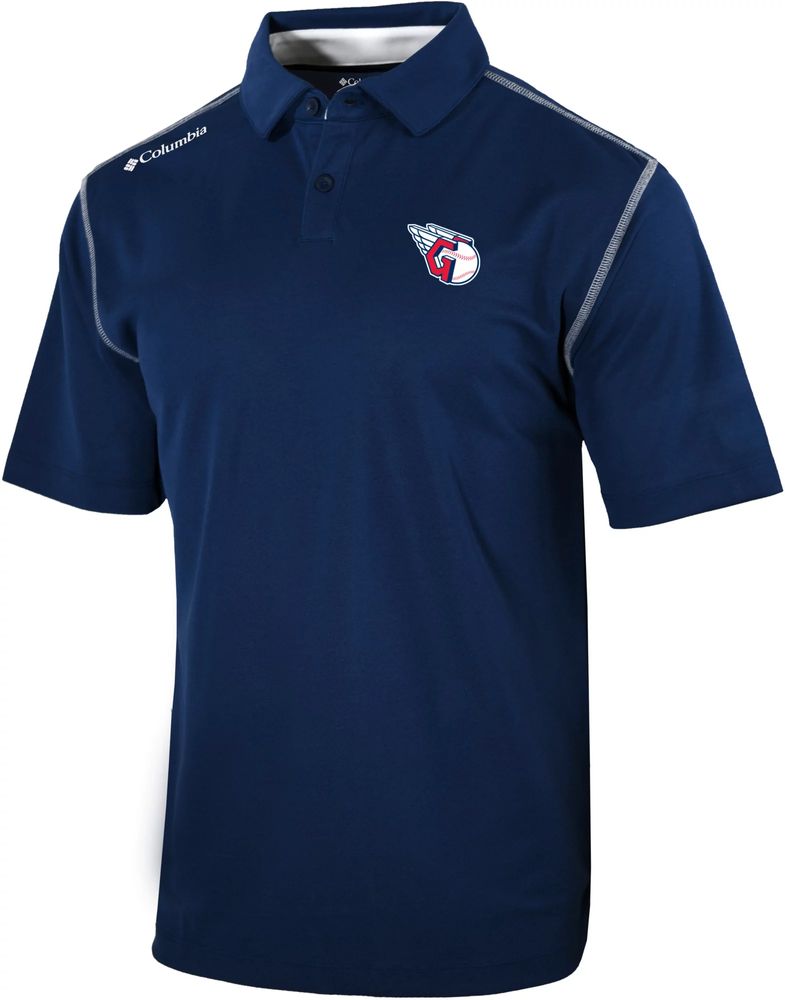 Antigua Cleveland Indians Mens Navy Blue Balance Short Sleeve Polo