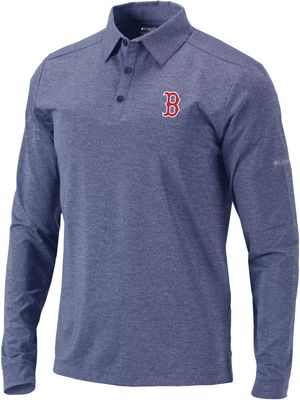 Columbia Men's Boston Red Sox Navy Pin High Long Sleeve Polo