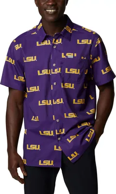 Columbia Men's LSU Tigers Purple Super Slack Button Down Shirt