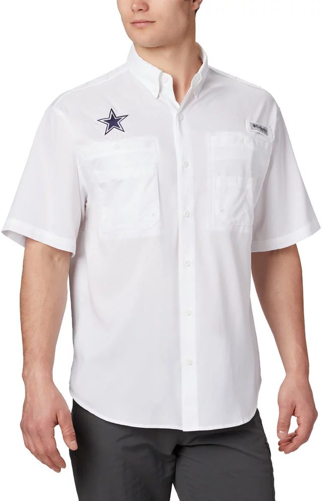 Dallas Cowboys Columbia Big & Tall Tamiami Woven Button-Down Shirt - Navy