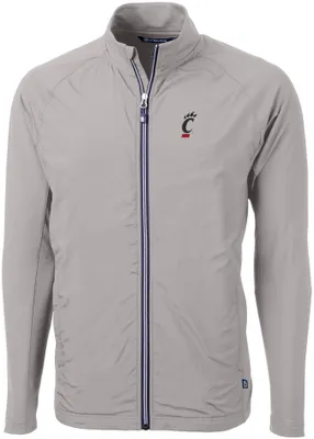 Cutter & Buck Men's Cincinnati Bearcats Grey Adapt Eco Knit Stretch Full-Zip Jacket