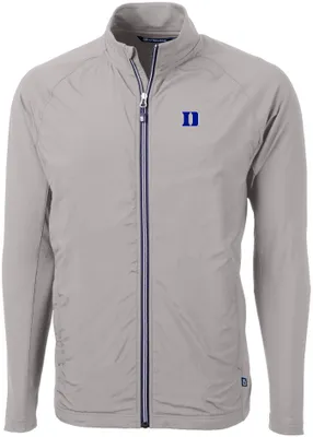 Cutter & Buck Men's Duke Blue Devils Grey Adapt Eco Knit Stretch Full-Zip Jacket