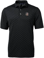 Cutter & Buck Men's Florida State Seminoles Black Virtue Eco Pique Tile Polo