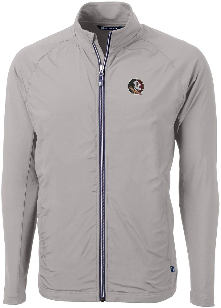 Cutter & Buck Men's Florida State Seminoles Grey Adapt Eco Knit Stretch Full-Zip Jacket