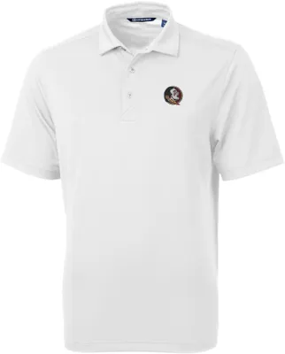 Cutter & Buck Men's Florida State Seminoles White Virtue Eco Pique Polo