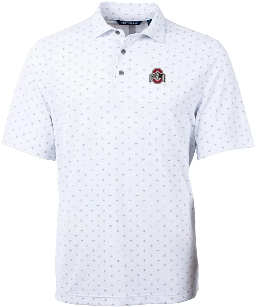 Cutter & Buck Men's Ohio State Buckeyes White Virtue Eco Pique Tile Polo