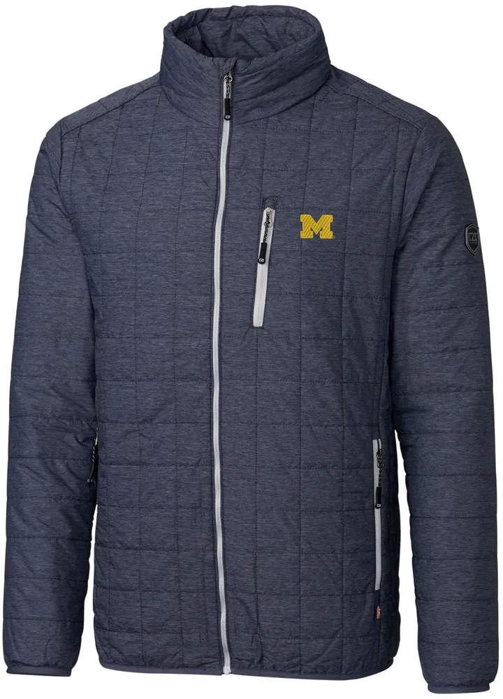 Cutter & Buck Men's Michigan Wolverines Anthracite Rainier PrimaLoft Eco Full-Zip Jacket