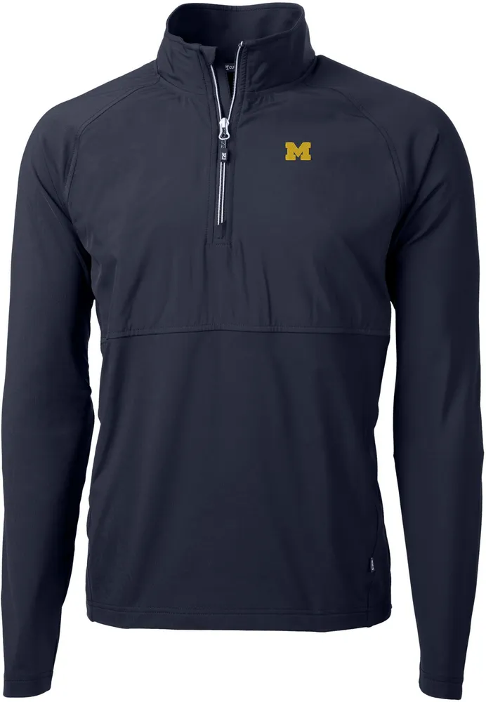 Cutter & Buck Men's Michigan Wolverines Navy Blue Adapt Eco Knit Stretch Quarter-Zip