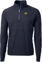 Cutter & Buck Men's Michigan Wolverines Navy Blue Adapt Eco Knit Stretch Quarter-Zip