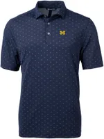 Cutter & Buck Men's Michigan Wolverines Navy Blue Virtue Eco Pique Tile Polo