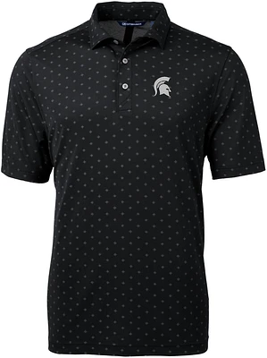 Cutter & Buck Men's Michigan State Spartans Black Virtue Eco Pique Tile Polo