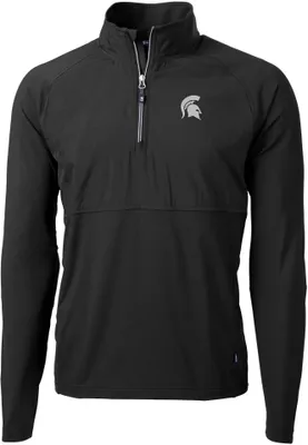 Cutter & Buck Men's Michigan State Spartans Black Adapt Eco Knit Stretch Quarter-Zip