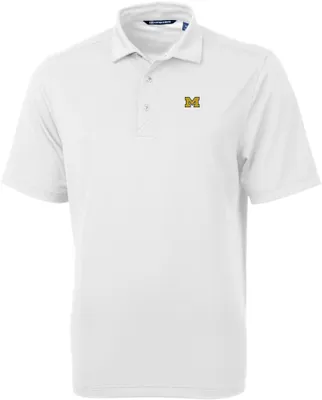 Cutter & Buck Men's Michigan Wolverines White Virtue Eco Pique Polo