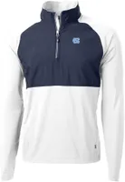 Cutter & Buck Men's North Carolina Tar Heels White/Navy Blue Adapt Eco Knit Stretch Quarter-Zip