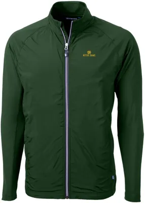 Cutter & Buck Men's Notre Dame Fighting Irish Green Adapt Eco Knit Stretch Full-Zip Jacket