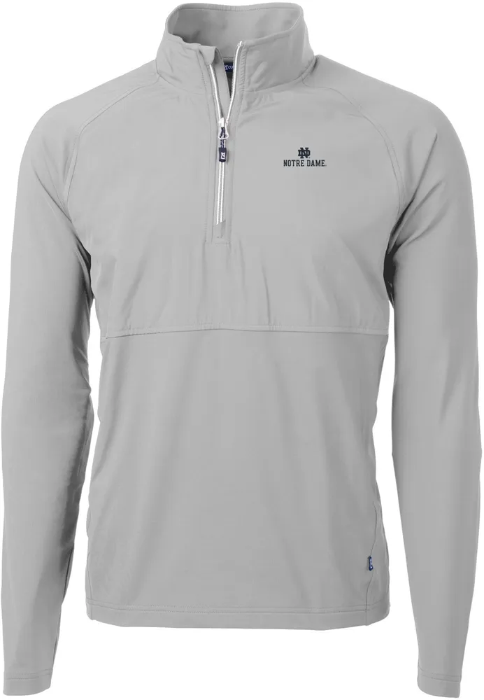 Cutter & Buck Men's Notre Dame Fighting Irish Grey Adapt Eco Knit Stretch Quarter-Zip